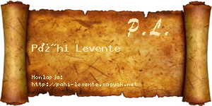 Páhi Levente névjegykártya